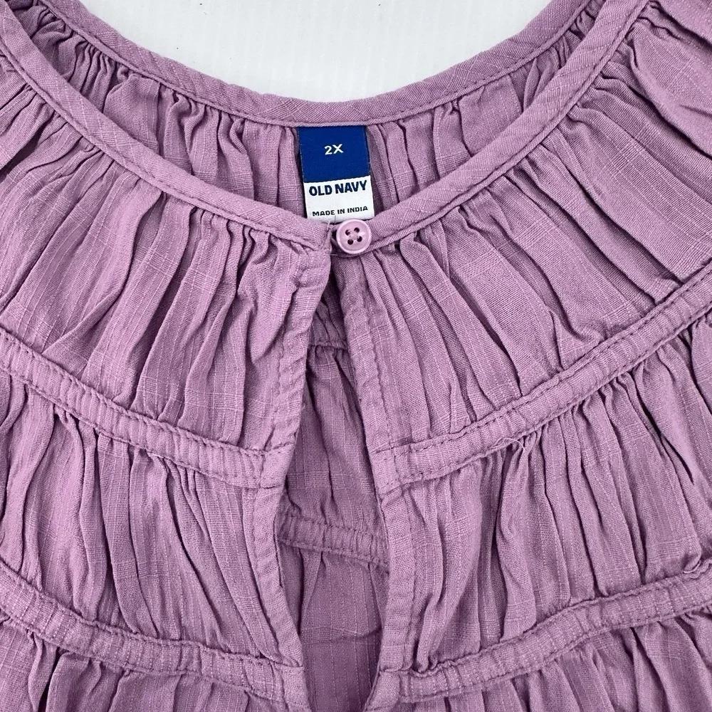 Old Navy Top Womens 2X Ruffle Short Sleeve Keyhole Neck Lightweight Pink - Picture 3 of 6